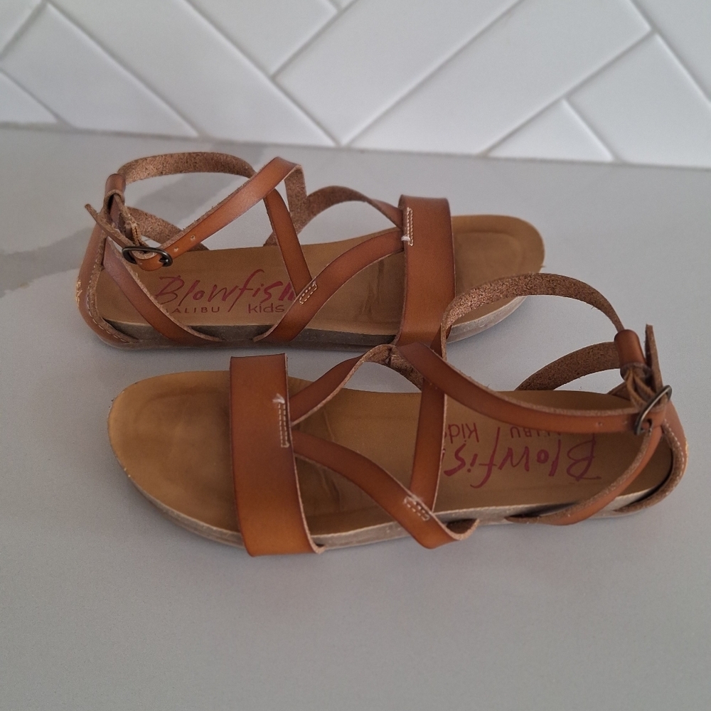 Blowfish Malibu Kids Brown Strappy Leather Flat Sandals